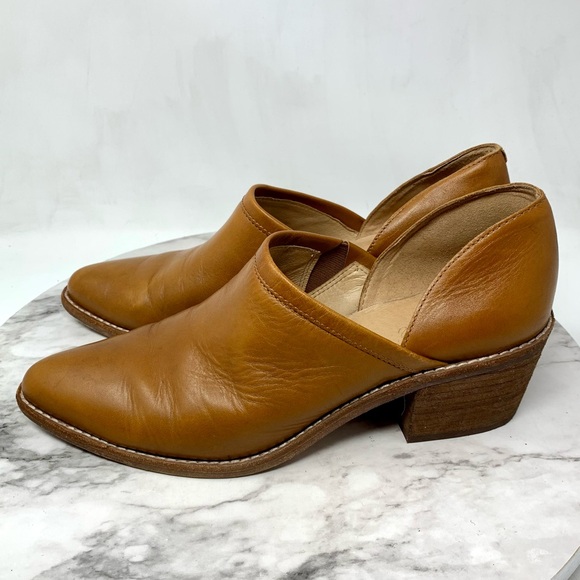 Madewell The Brady Brown Leather Pointed Toe Lowcut Booties 9.5 Classic - Picture 3 of 16